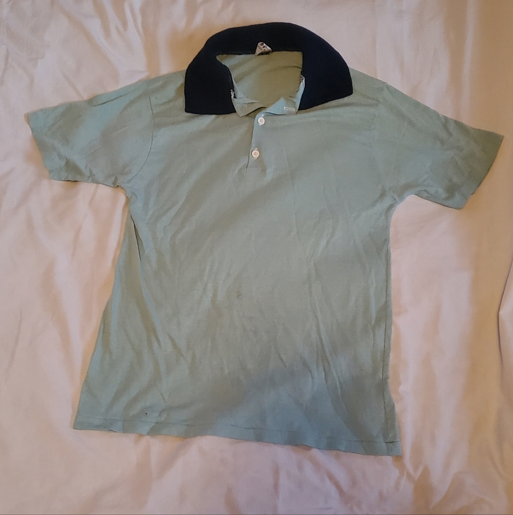 ORO Golden Threads Vintage 70's-80's Polo Golf Shirt, Sz L Contrasting Collar